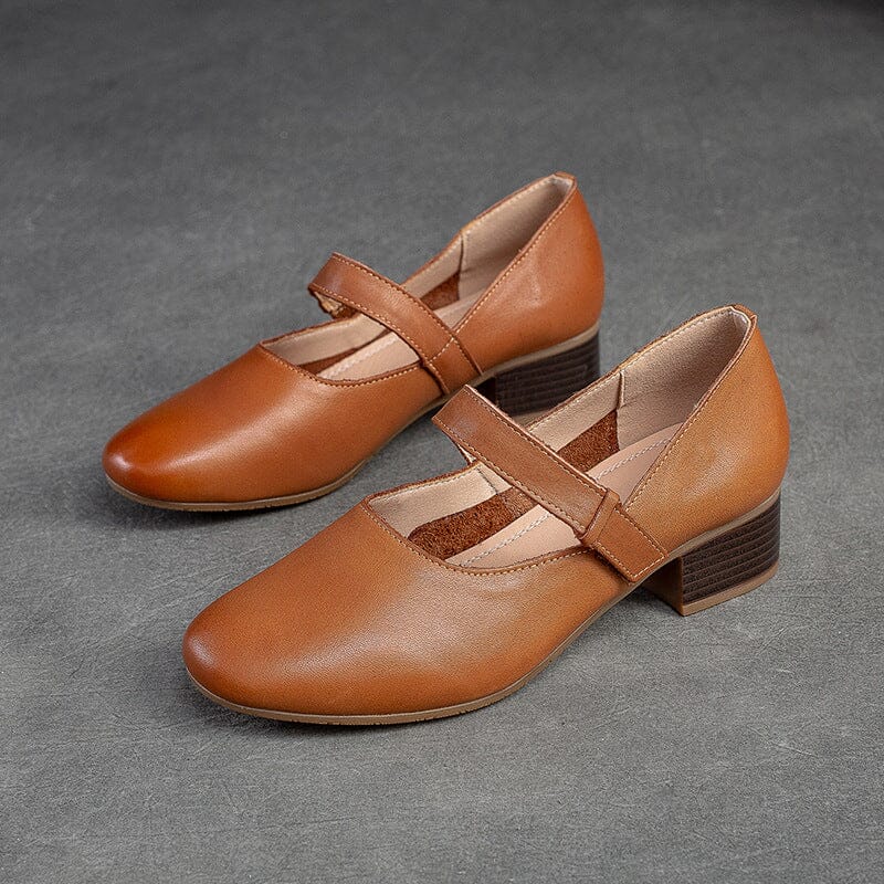 Women Minimalist Leather Low Heel Casual Shoes