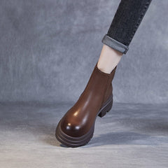 Women Minimalist Retro Leather Casual Platform Boots