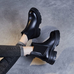 Women Minimalist Retro Leather Casual Platform Boots