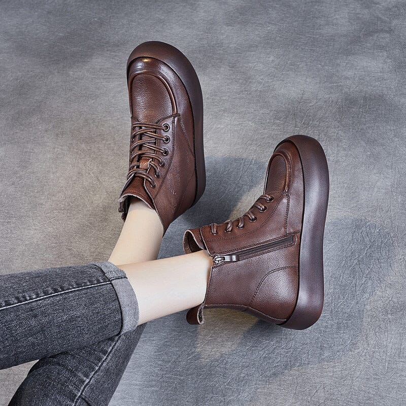 Women Minimalist Soft Leather Flat Ankle Boots