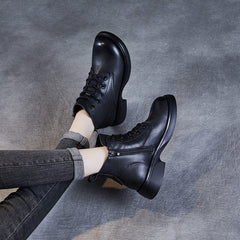 Women Minimalist Soft Leather Flat Ankle Boots