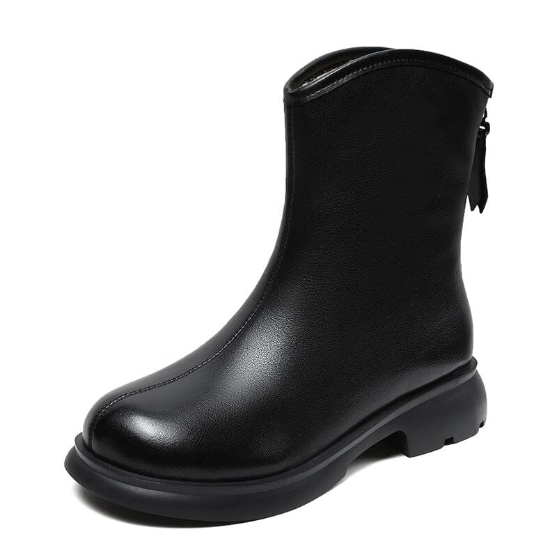 Women Minimalist Soft Leather Winter Snow Boots