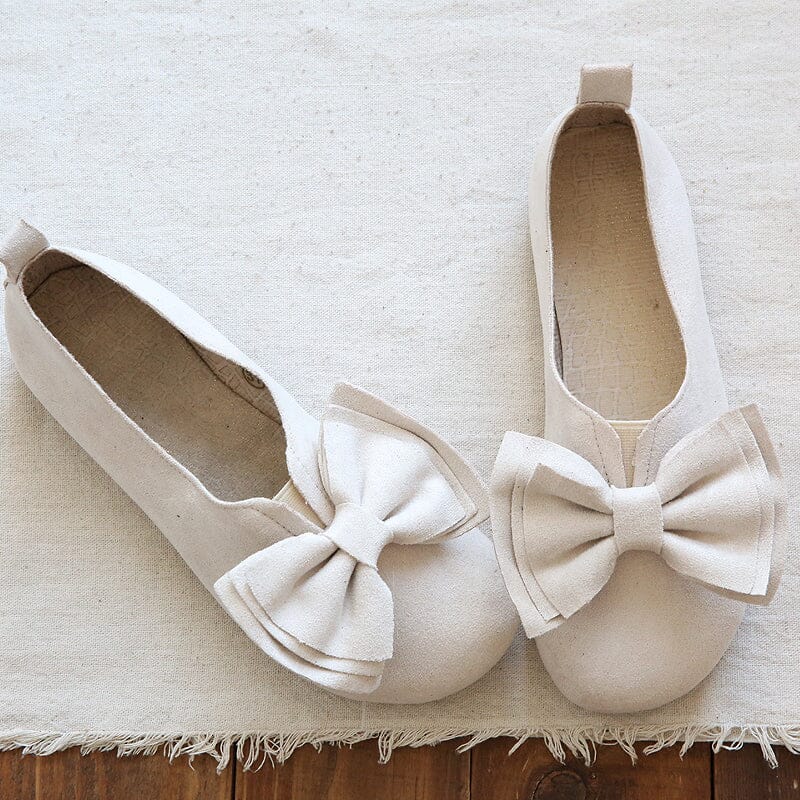 Women Retro Bowknot Soft Casual Shoes