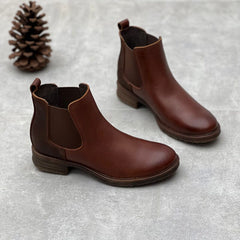 Women Retro Classic Leather Minimalist Ankle Boots