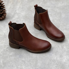 Women Retro Classic Leather Minimalist Ankle Boots