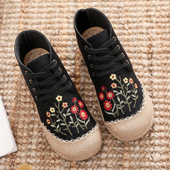 Women Retro Floral Canvas Handmade Casual Shoes