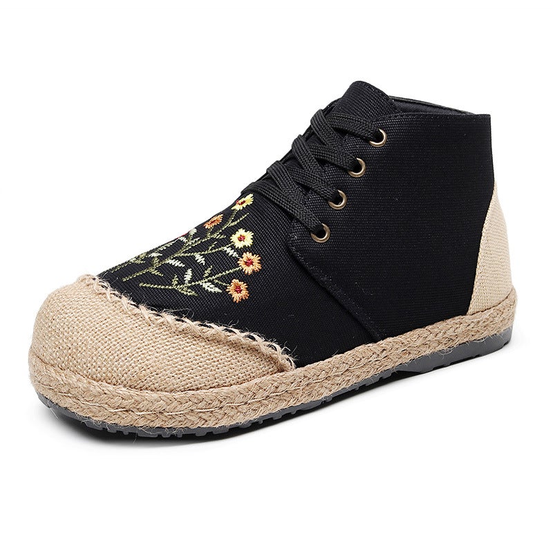 Women Retro Floral Canvas Handmade Casual Shoes