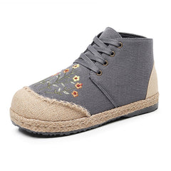 Women Retro Floral Canvas Handmade Casual Shoes