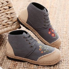 Women Retro Floral Canvas Handmade Casual Shoes