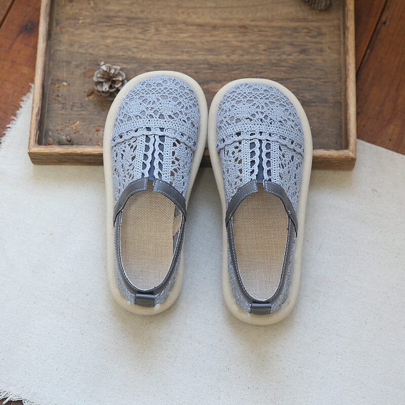 Women Retro Hollow Canvas Summer Flat Casual Shoes