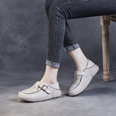 Women Retro Hollow Leather Summer Casual Shoes