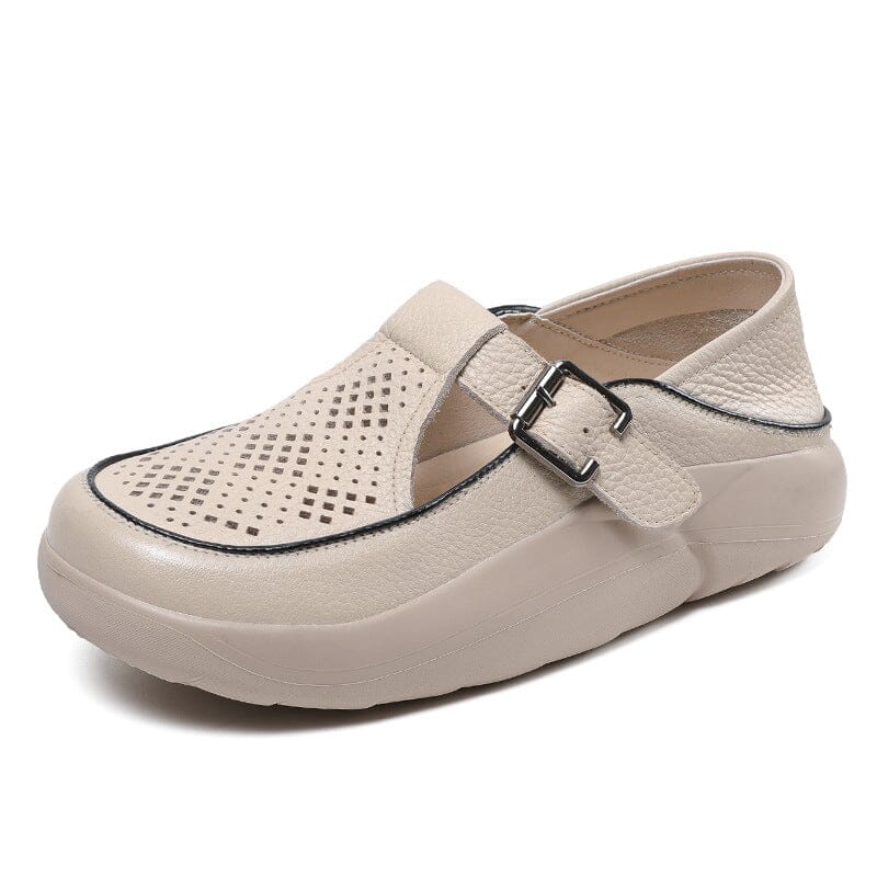 Women Retro Hollow Leather Summer Casual Shoes