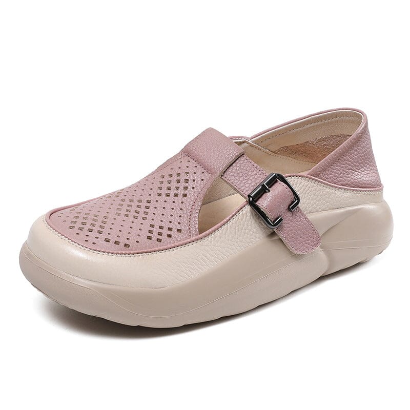 Women Retro Hollow Leather Summer Casual Shoes