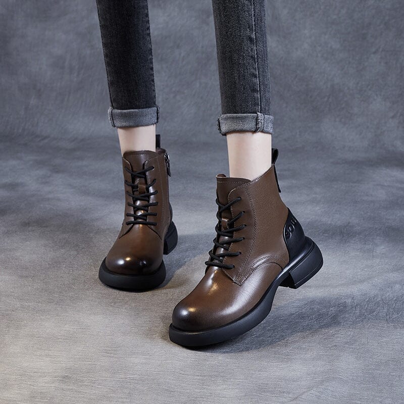 Women Retro Leather Autumn Casual Boots