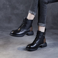 Women Retro Leather Autumn Casual Boots