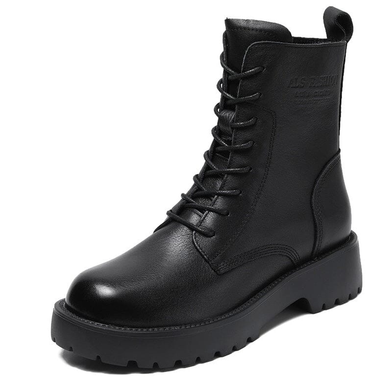 Women Retro Leather Autumn Fashion Combat Boots