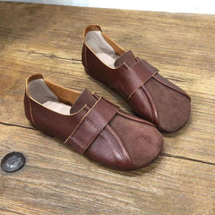 Women Retro Leather Velcro Casual Shoes