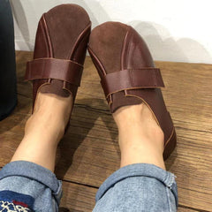 Women Retro Leather Velcro Casual Shoes