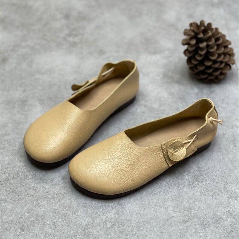 Women Retro Mimalist Soft Leather Flat Casual Shoes