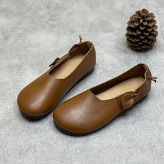 Women Retro Mimalist Soft Leather Flat Casual Shoes