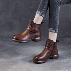 Women Retro Minimalist Leather Ankle Boots