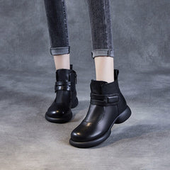 Women Retro Minimalist Leather Ankle Boots