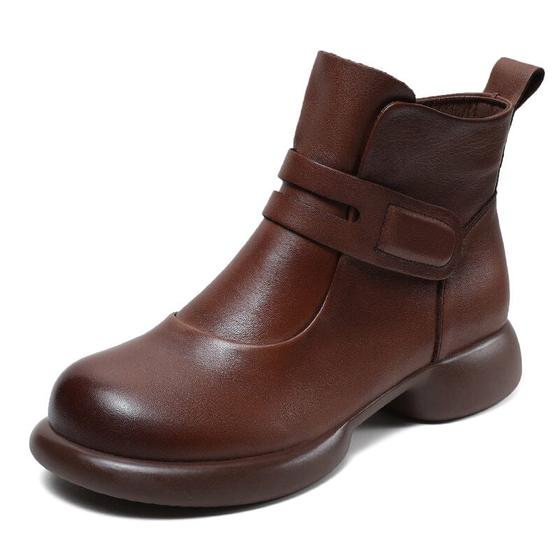 Women Retro Minimalist Leather Ankle Boots