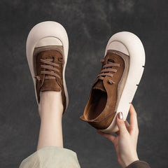 Women Retro Minimalist Leather Flat Casual Shoes