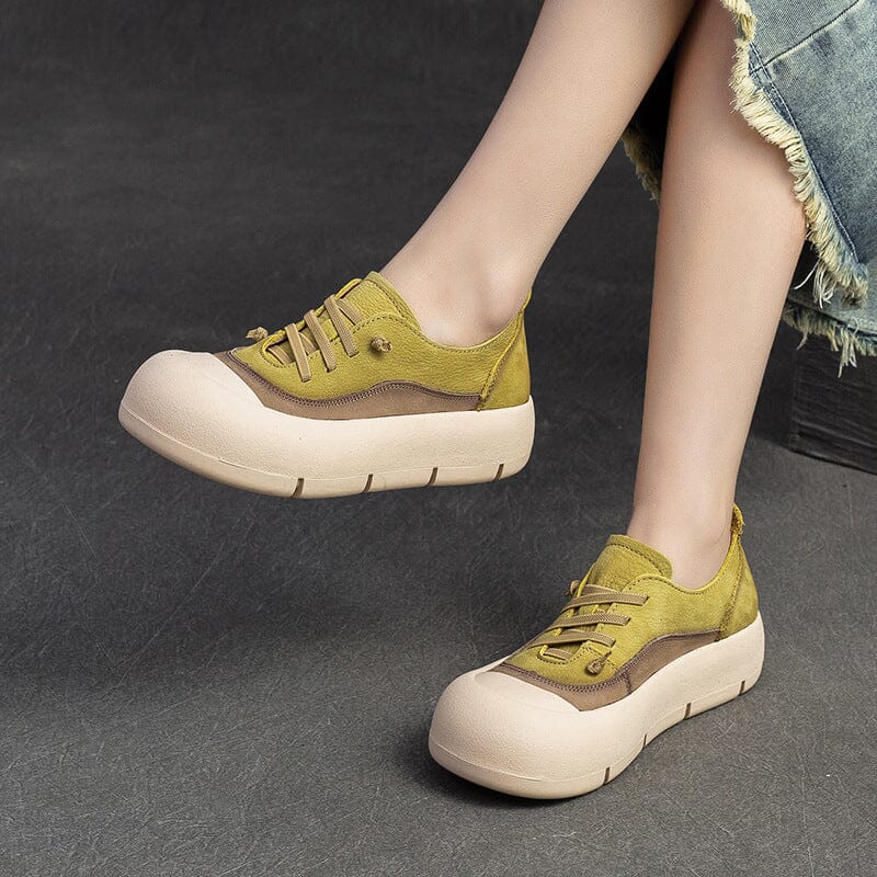 Women Retro Minimalist Leather Flat Casual Shoes