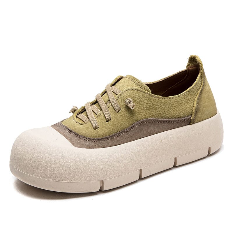 Women Retro Minimalist Leather Flat Casual Shoes