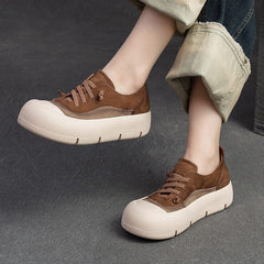 Women Retro Minimalist Leather Flat Casual Shoes