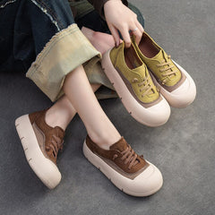 Women Retro Minimalist Leather Flat Casual Shoes