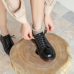 Women Retro Minimalist Leather Flat Casual Shoes