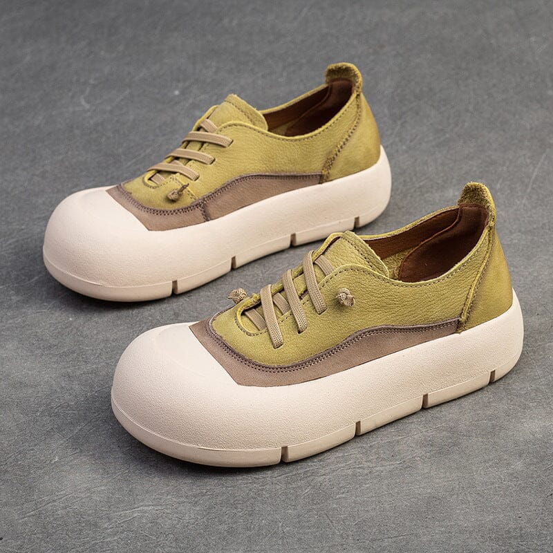 Women Retro Minimalist Leather Flat Casual Shoes