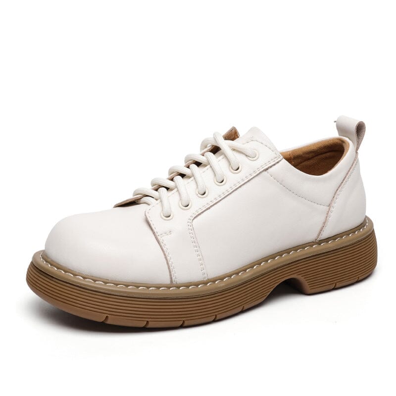 Women Retro Minimalist Leather Flat Casual Shoes