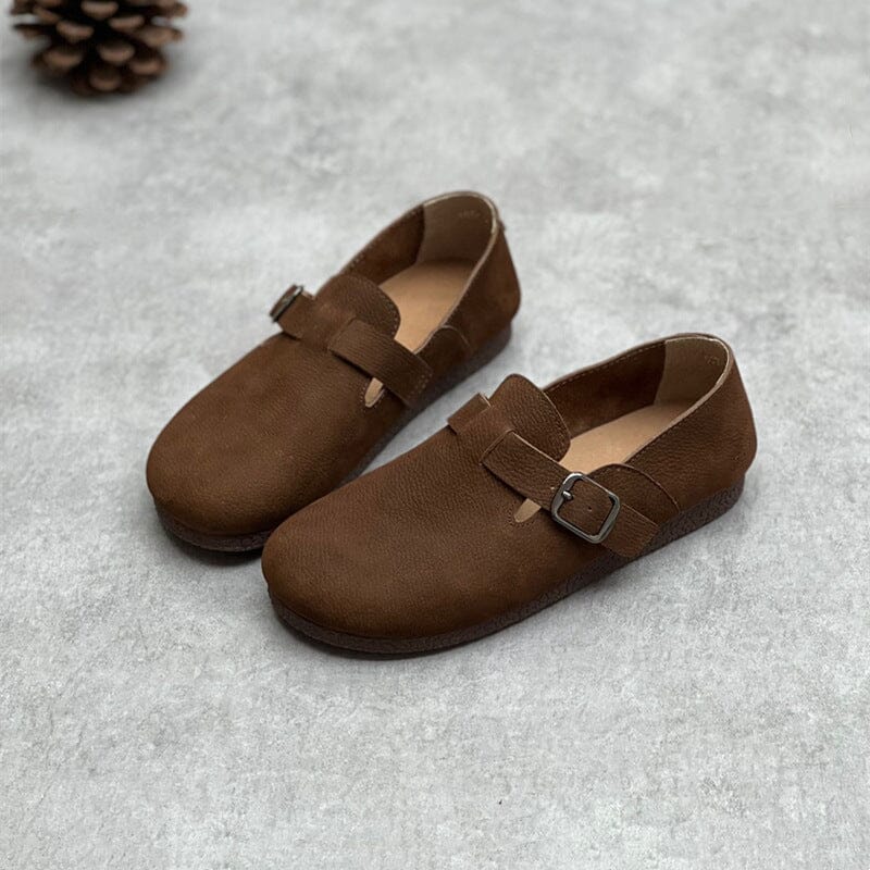 Women Retro Minimalist Soft Leather Flat Casual Shoes