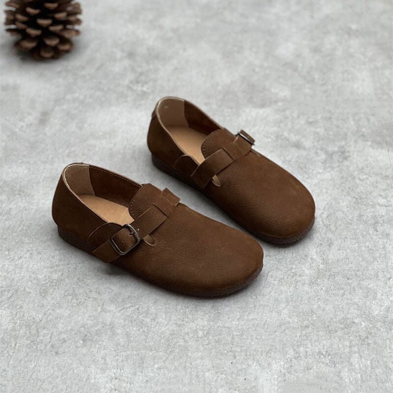 Women Retro Minimalist Soft Leather Flat Casual Shoes