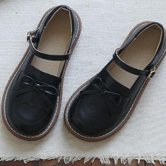 Women Retro PU Cute Casual Loafer Shoes