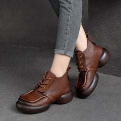 Women Retro Soft Leather Casual Ankle Boots