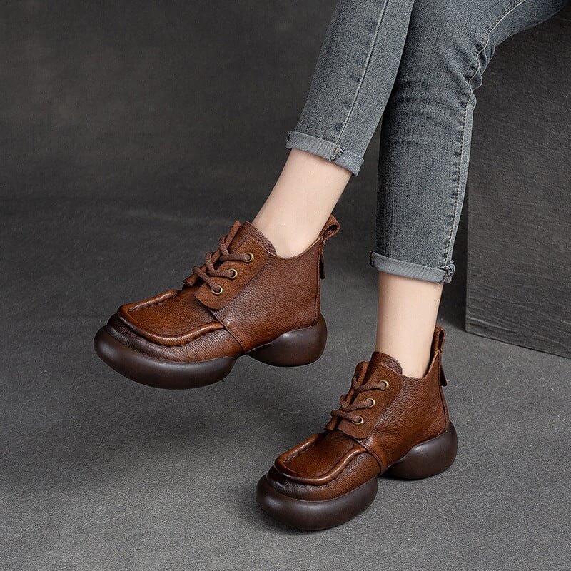 Women Retro Soft Leather Casual Ankle Boots