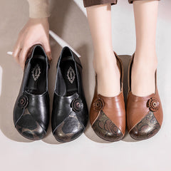 Women Retro Soft Sole Flat Leather Shoes