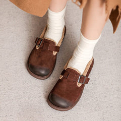 Women Retro Winter Furred Flat Casual Shoes