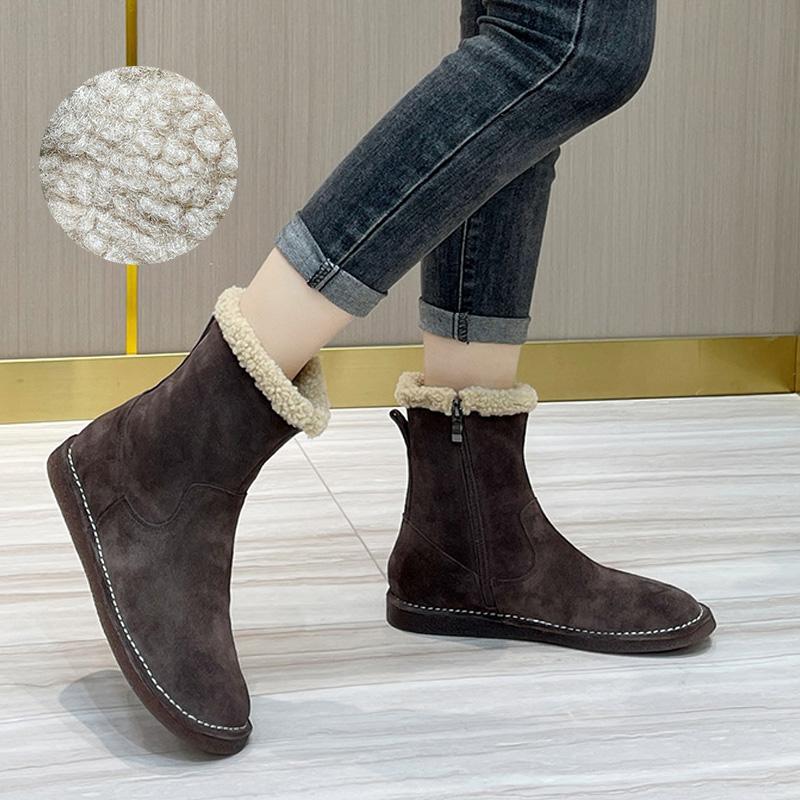 Women Retro Winter Warm Thicken Leather Boots