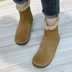 Women Retro Winter Warm Thicken Leather Boots