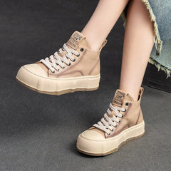 Women Spring Fashion Leather Casual Ankle Boots