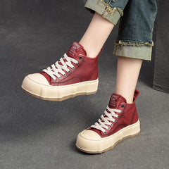 Women Spring Fashion Leather Casual Ankle Boots