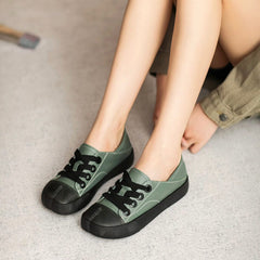 Women Spring Leather Flat Soft Casual Shoes