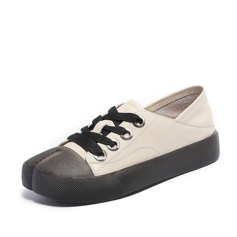 Women Spring Leather Flat Soft Casual Shoes