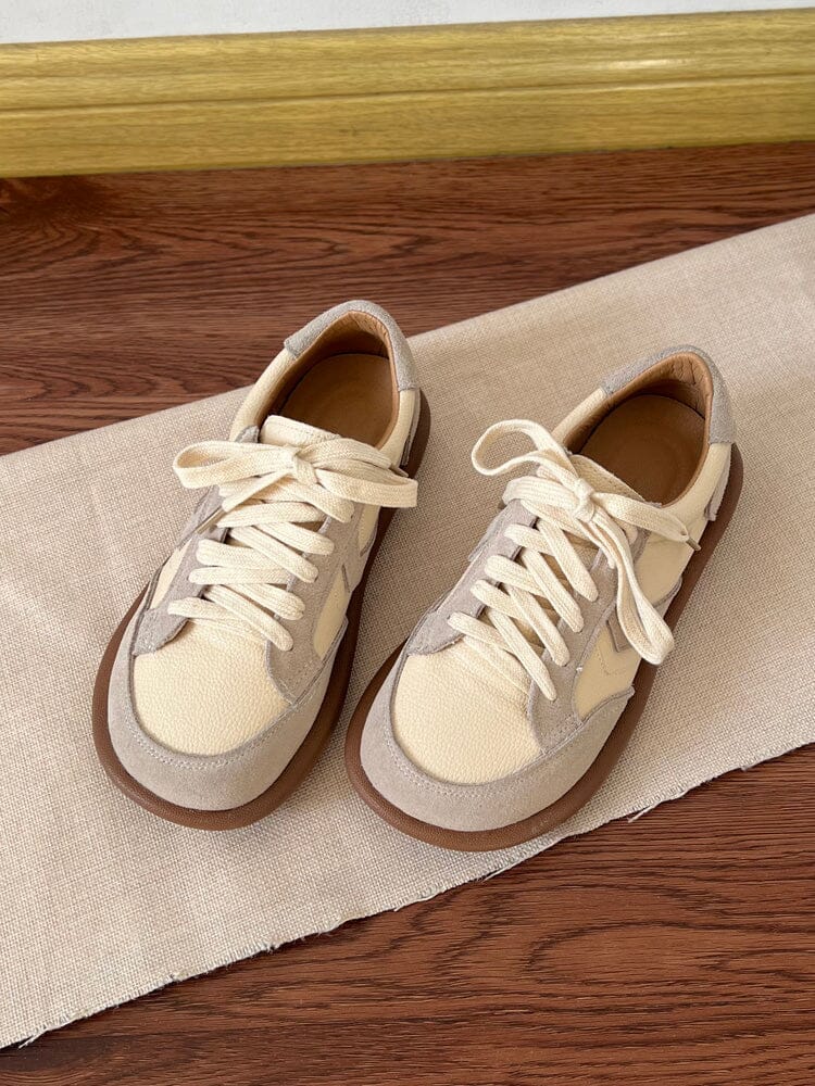 Women Spring Patchwork Leather Soft Casual Shoes