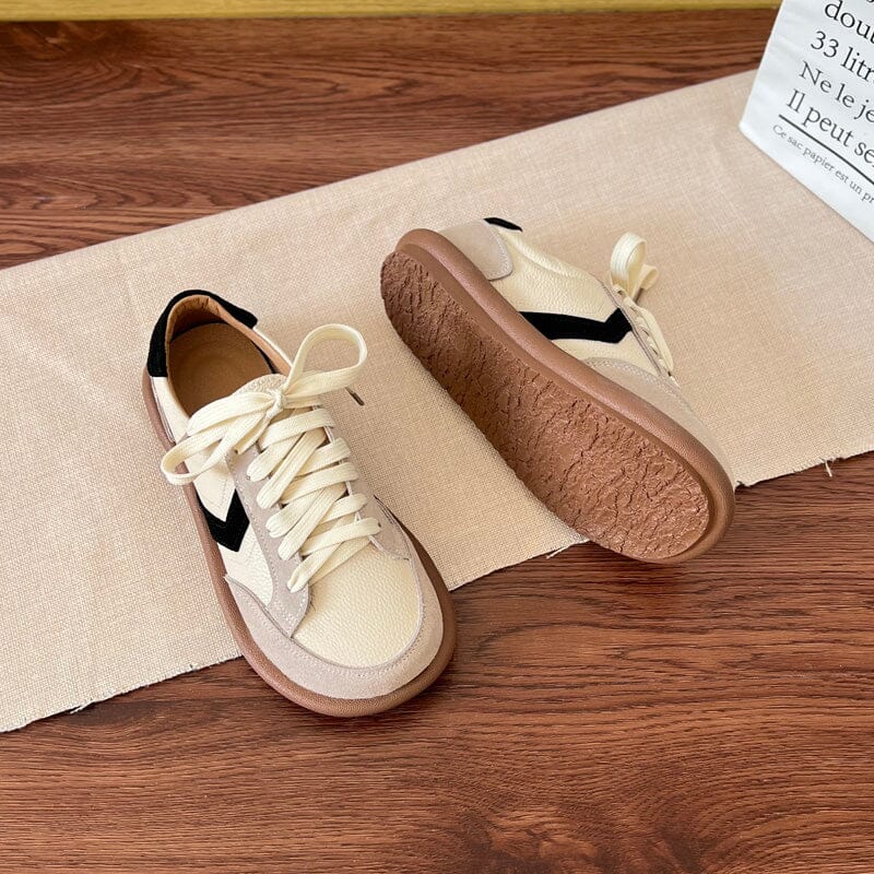 Women Spring Patchwork Leather Soft Casual Shoes